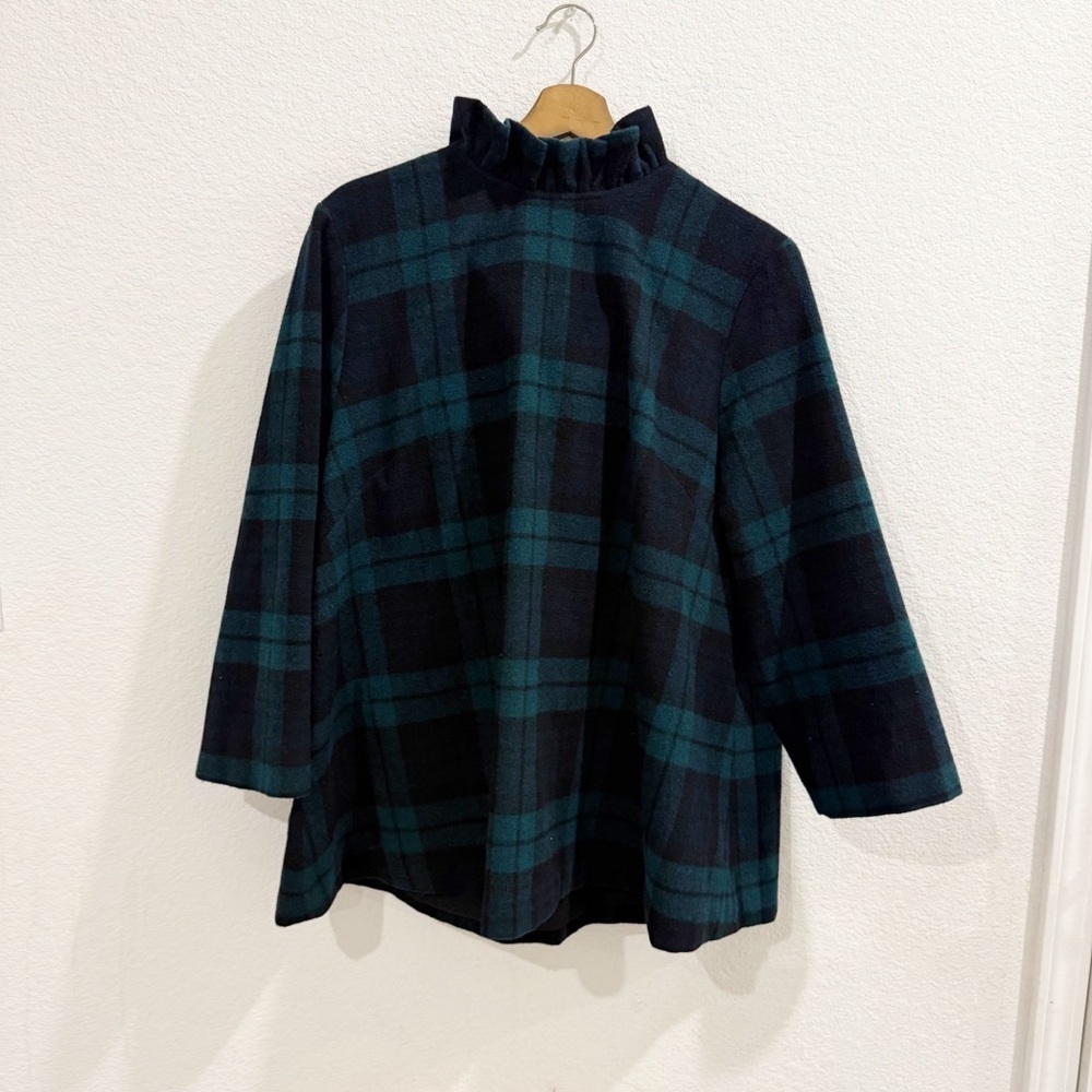 Tuckernuck- Blackwatch Blue/Black Plaid Wool Faye Blouse- 3XL